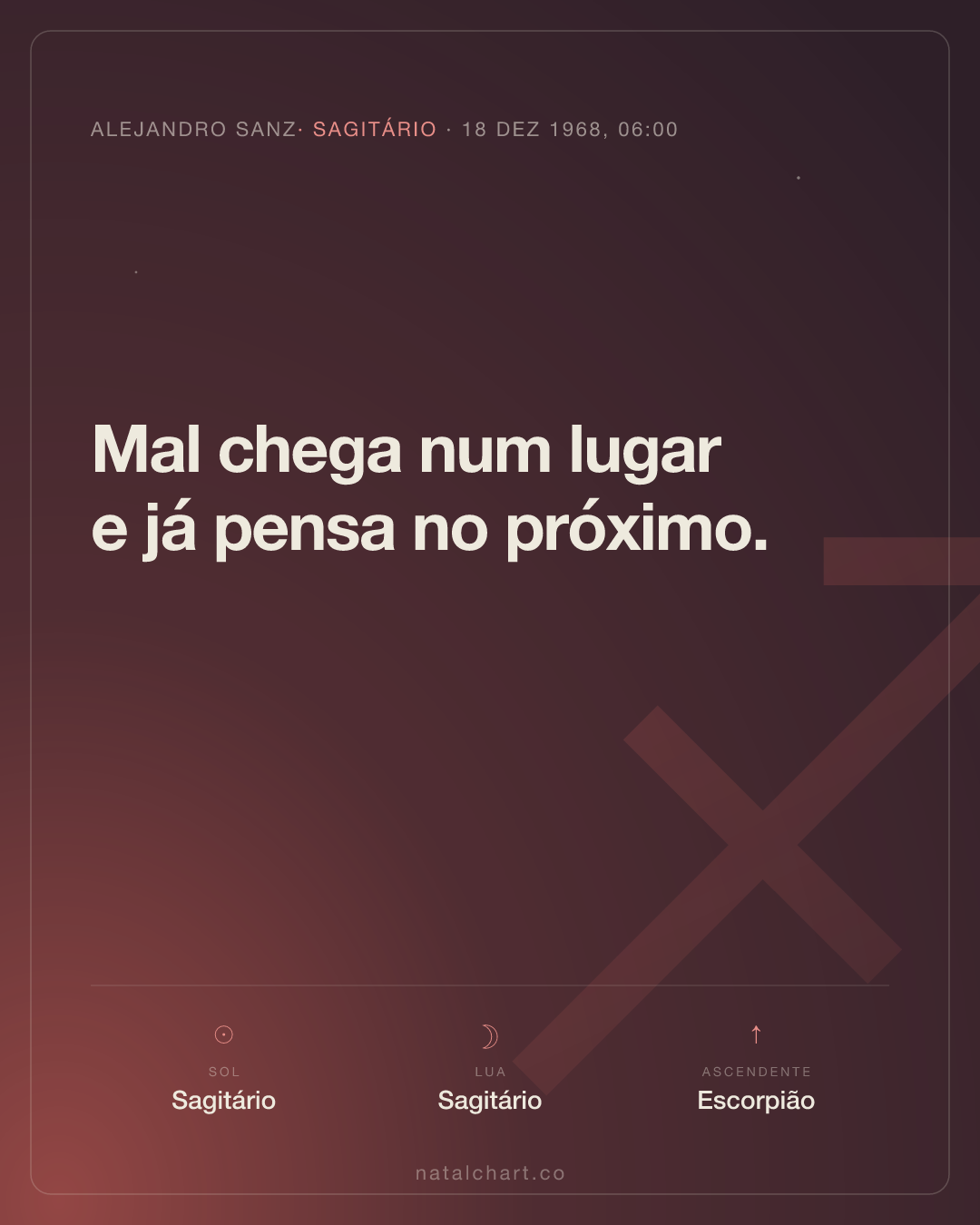 Alejandro Sanz — Sol em Sagitário · Lua em Sagitário · Ascendente em Escorpião