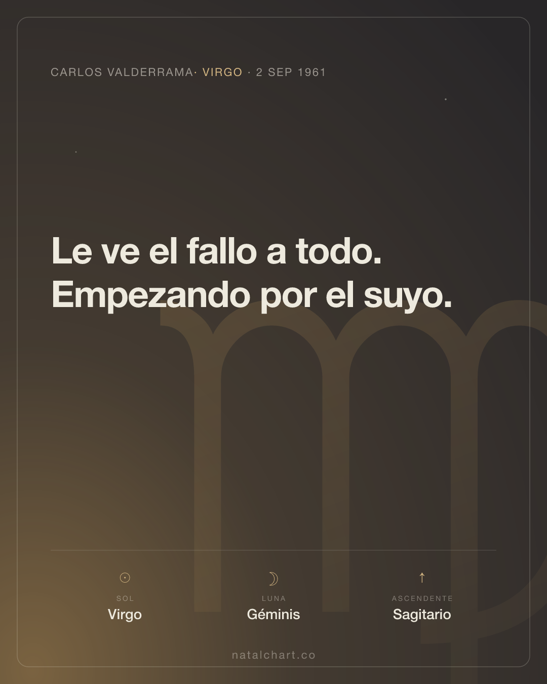 Carlos Valderrama — Sol en Virgo · Luna en Géminis