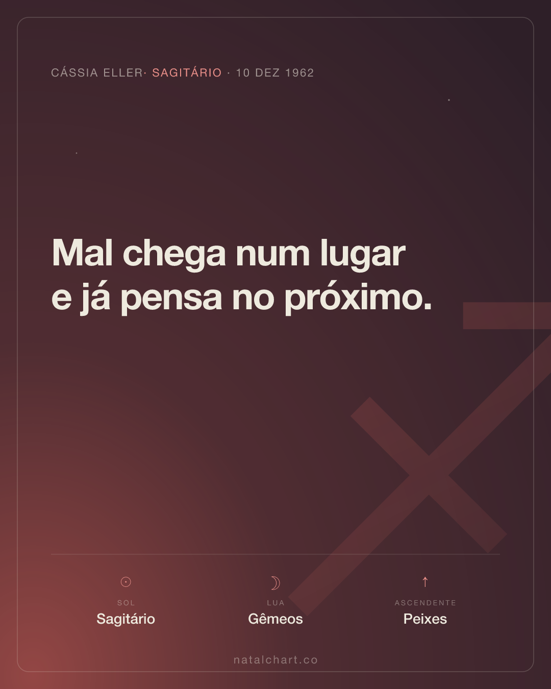 Cássia Eller — Sol em Sagitário · Lua em Gêmeos