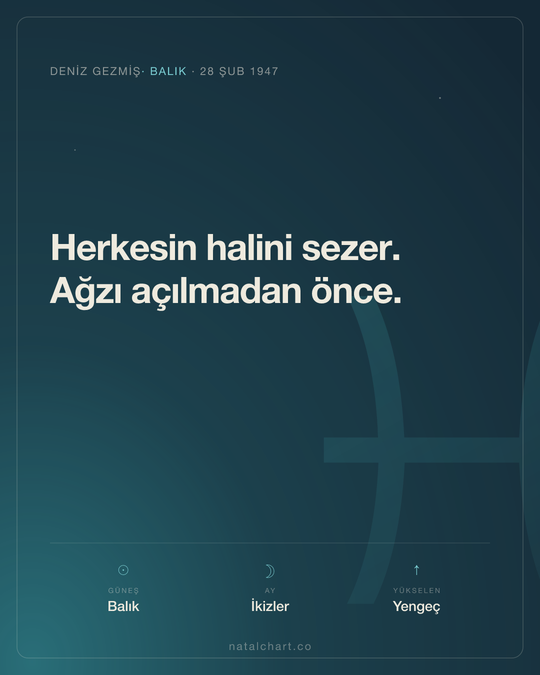 Deniz Gezmiş — Balık burcunda Güneş · İkizler burcunda Ay