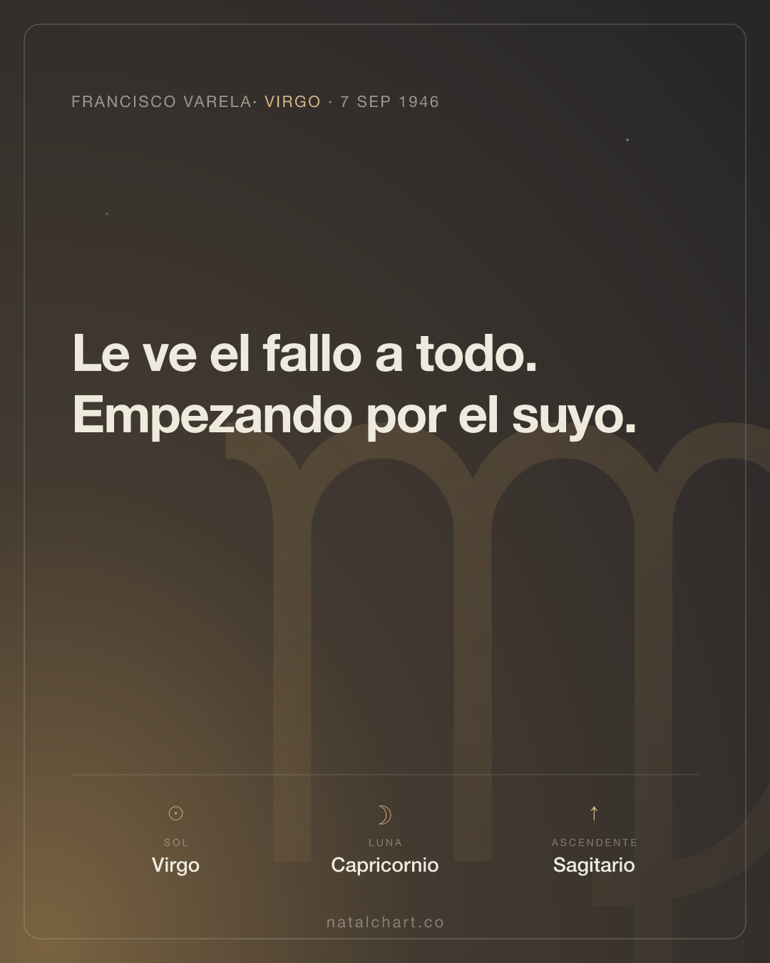 Francisco Varela — Sol en Virgo · Luna en Capricornio
