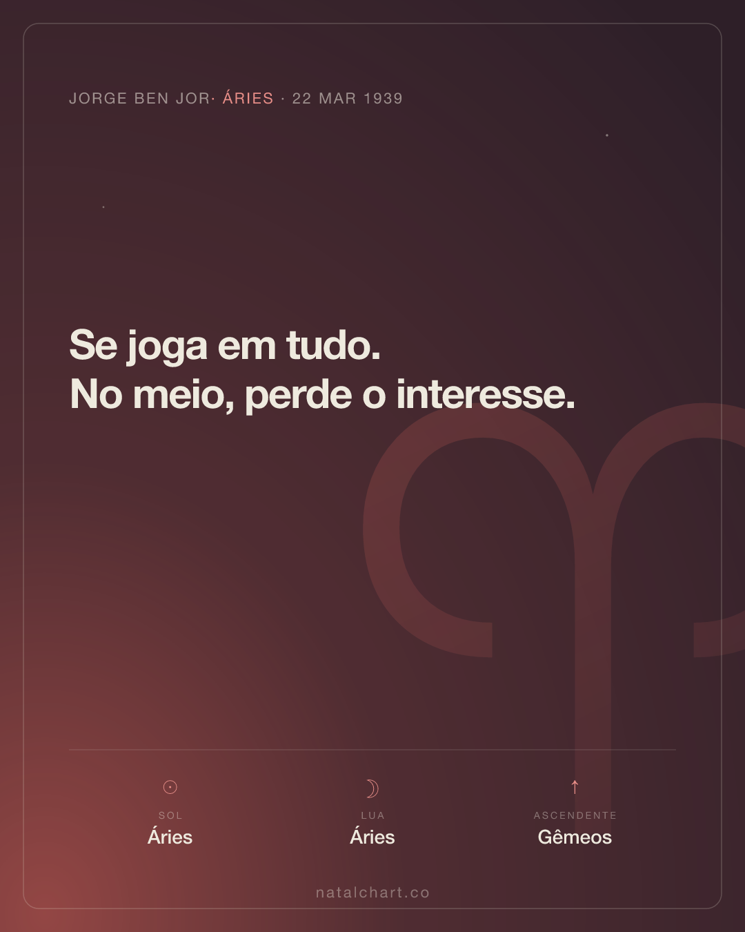 Jorge Ben Jor — Sol em Áries · Lua em Áries