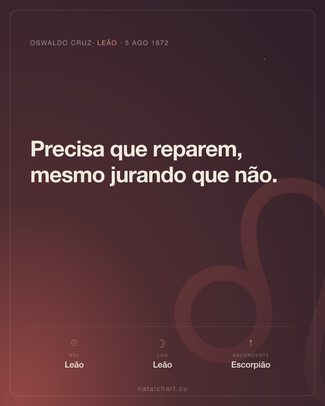 Oswaldo Cruz — Sol em Leão · Lua em Leão