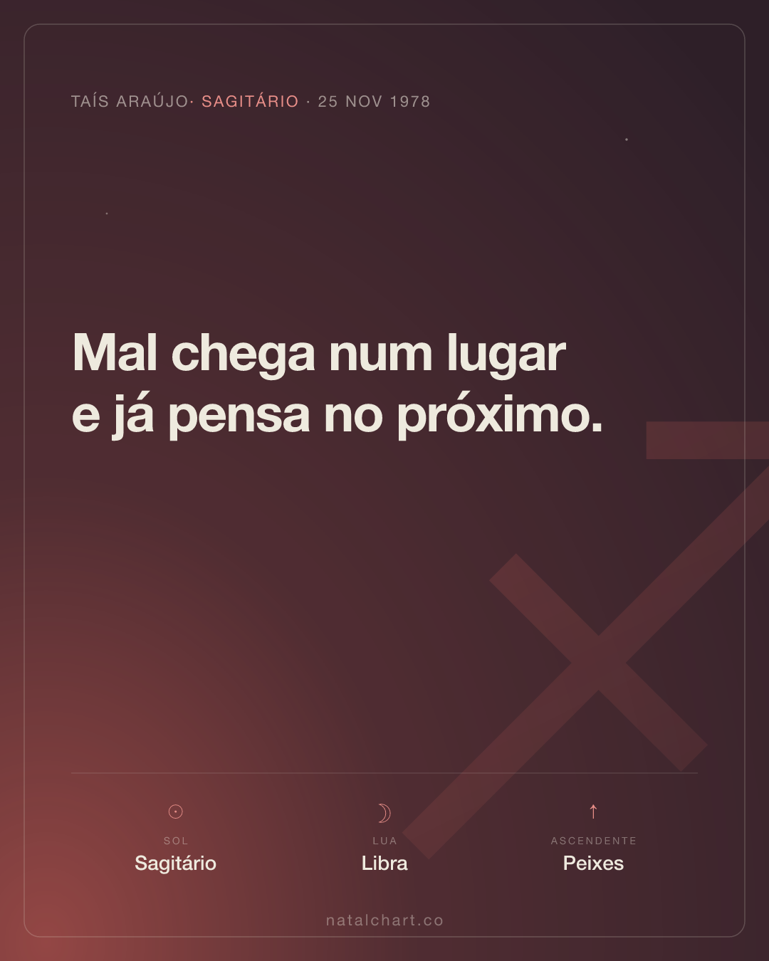 Taís Araújo — Sol em Sagitário · Lua em Libra