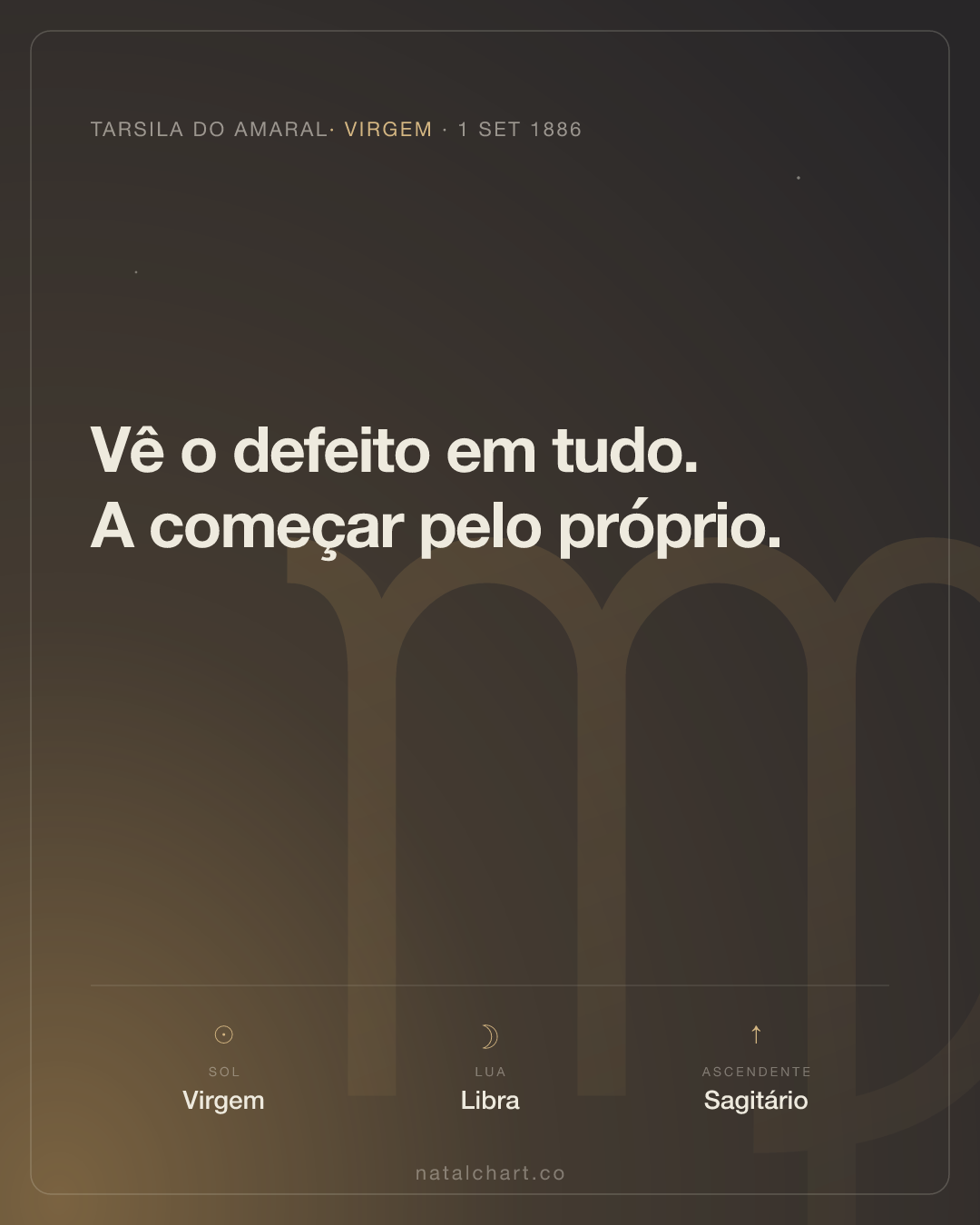 Tarsila do Amaral — Sol em Virgem · Lua em Libra