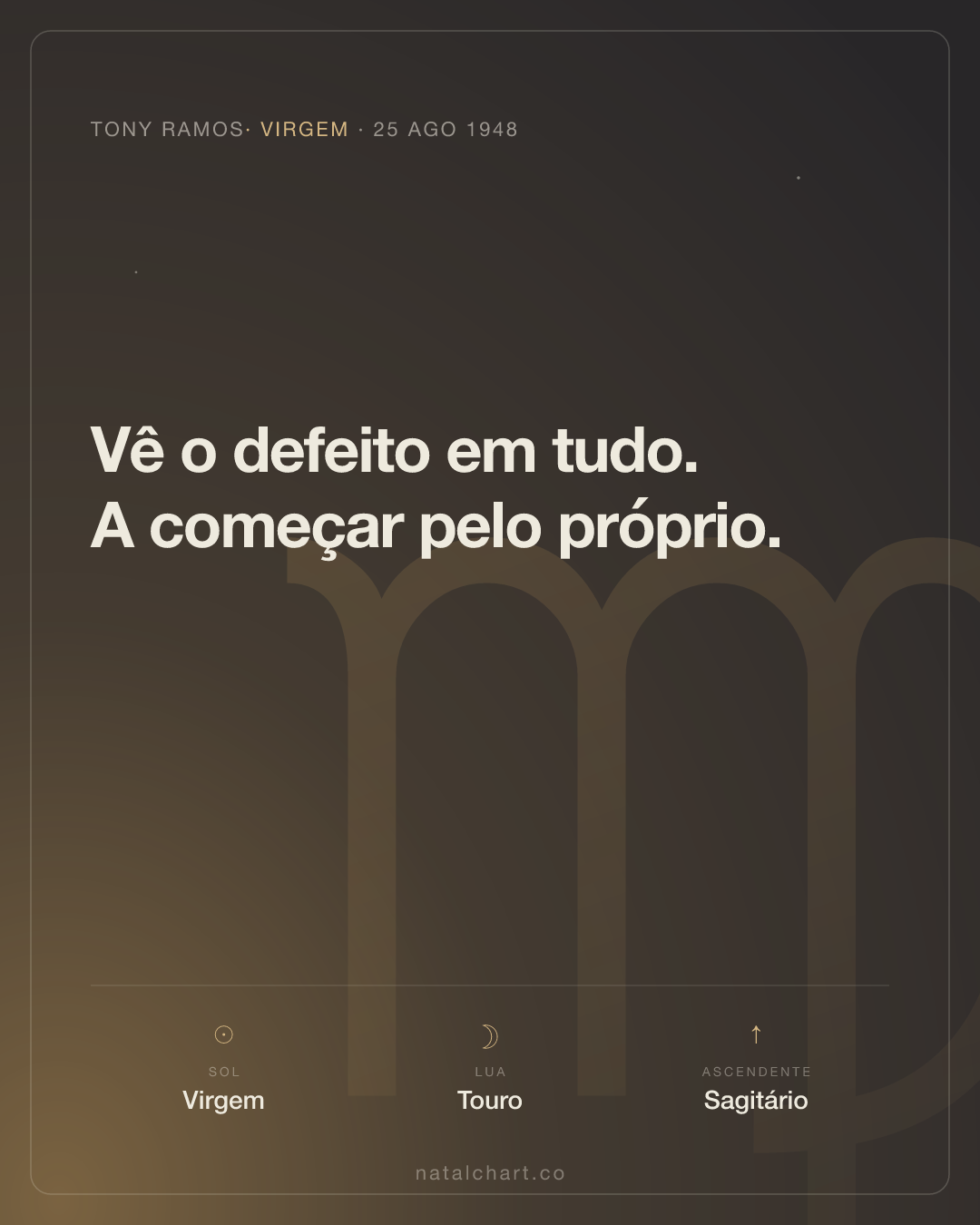 Tony Ramos — Sol em Virgem · Lua em Touro